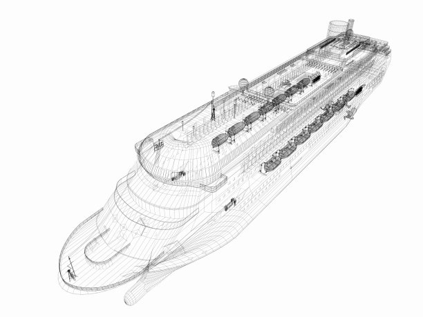 一艘游轮的铅笔画图片下载