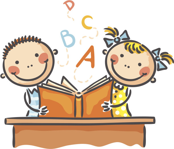 拿着书的孩子们素材图片