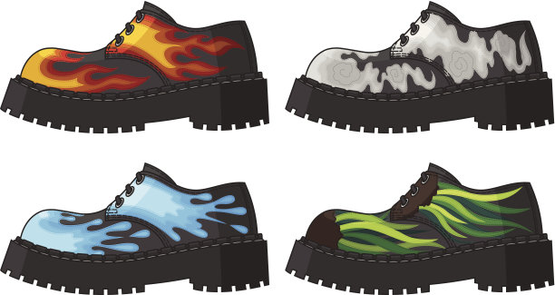 四种自然力量设计的靴子图片下载