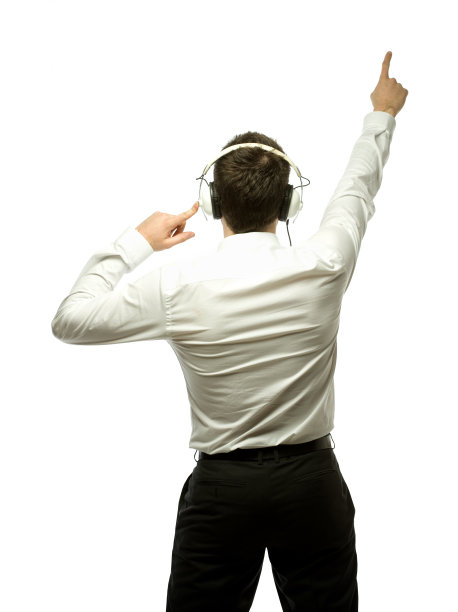 戴着耳机跳舞的商人图片下载