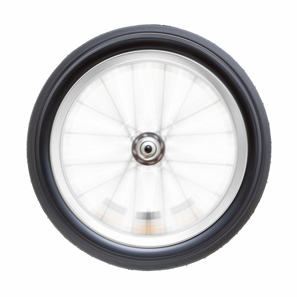 旋转的自行车车轮(剪切路径)孤立的白色背景图片下载