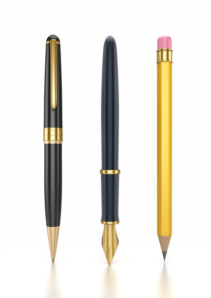 钢笔:圆珠笔，钢笔和铅笔图片下载