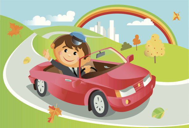 红色敞篷车的邀请函图片下载