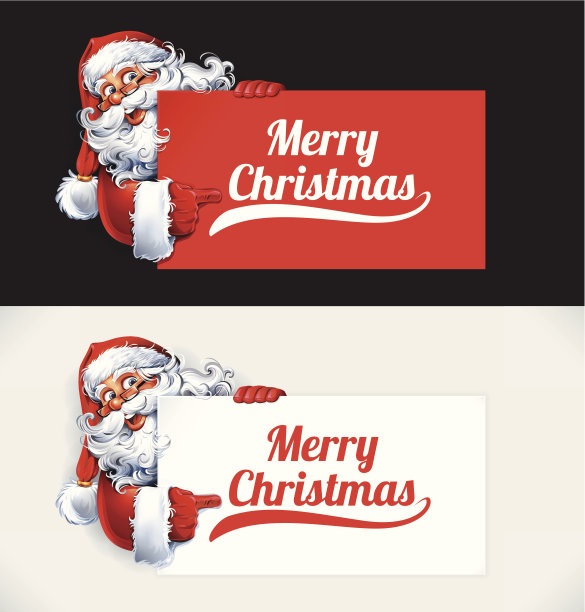 圣诞老人拿着黑色或白色的圣诞标志图片下载