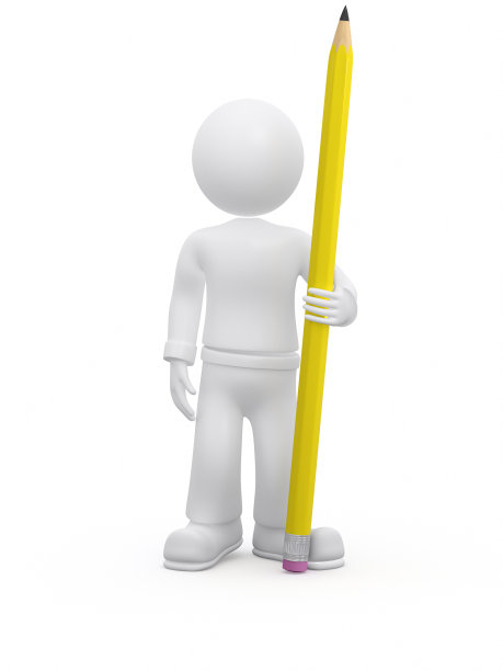 3D人物与铅笔。图片下载