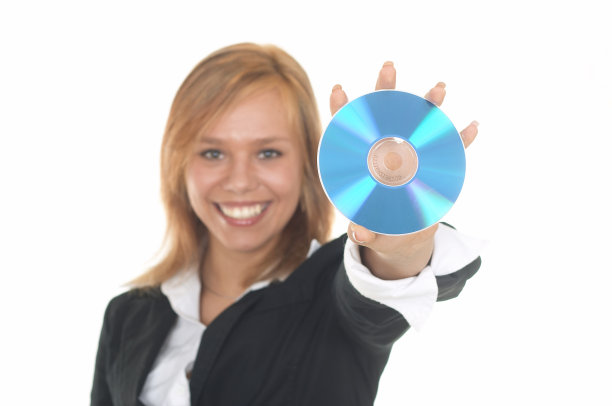 美丽的女孩与CD光盘图片下载