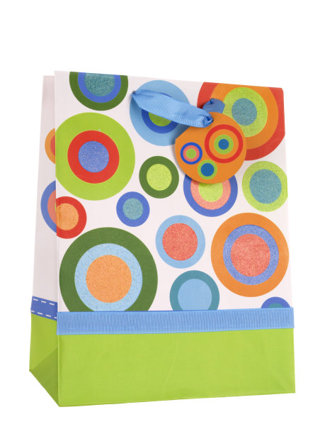 礼品袋与圆形设计的白色图片下载