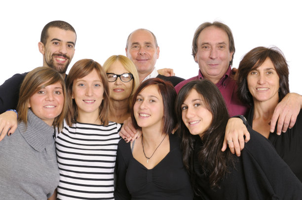 一大群快乐的人，家庭或团队，孤立的图片下载