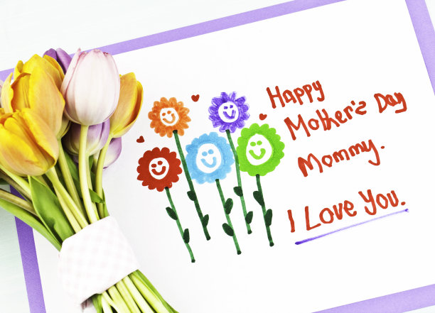 儿童母亲节用花束画图片下载