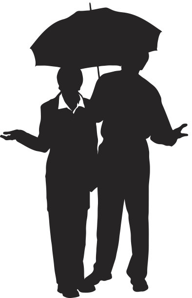 情侣在伞下剪影图片下载