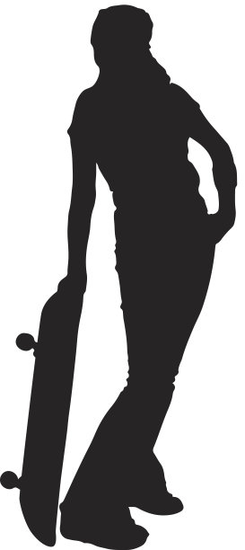 有滑板轮廓的女人图片下载