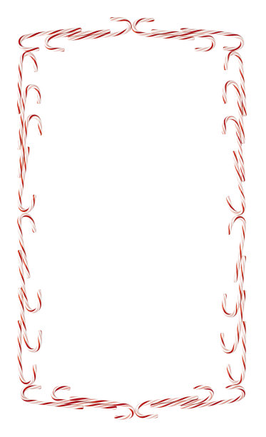 圣诞糖果甘蔗边境，孤立的白色。图片下载