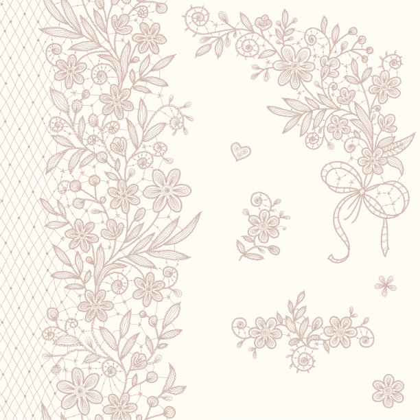 蕾丝剪贴画。角落里。垂直无缝模式。图片下载