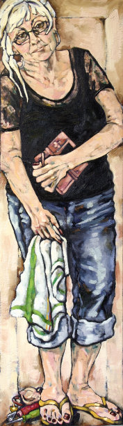 自画像资深女性与记忆游戏油画图片下载