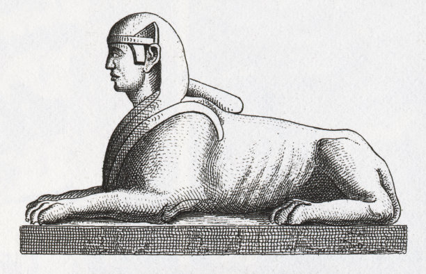 黑白狮身人面像雕刻图片下载