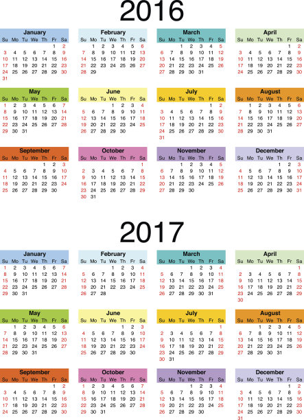 2016 - 2017年日历图片下载