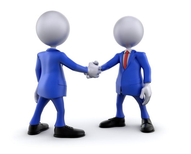 3d商人握手，孤立地夹着小路图片下载