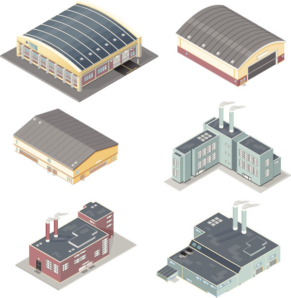 工厂和仓库的等距集图片下载