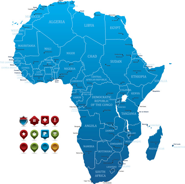 蓝色的非洲地图图片下载