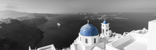 希腊圣托里尼Imerovigli教堂全景图图片下载