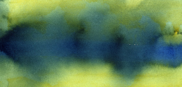 水彩抽象景观蓝色和绿色全景图片下载