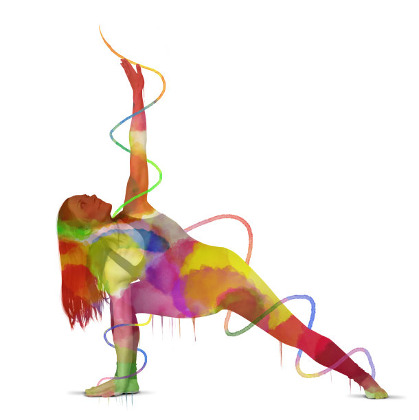 明亮的水彩画做瑜伽的女人图片下载