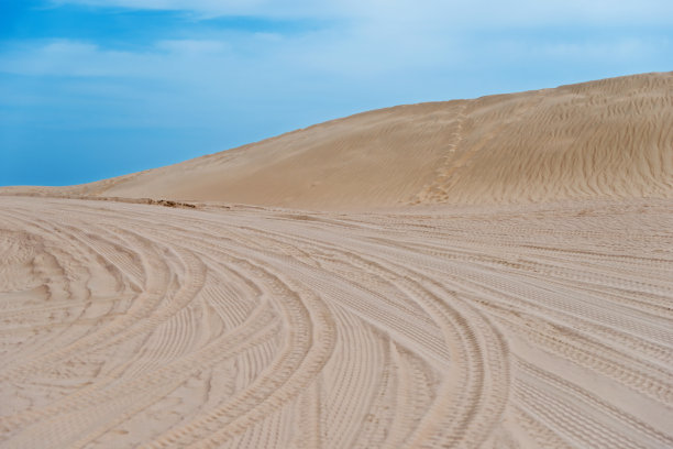 沙漠里的车胎痕迹图片下载