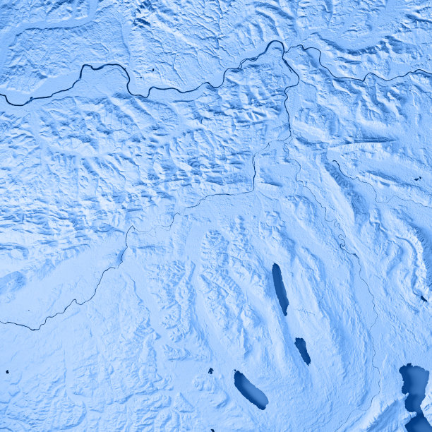 阿尔高州瑞士3D渲染地形图蓝色图片下载