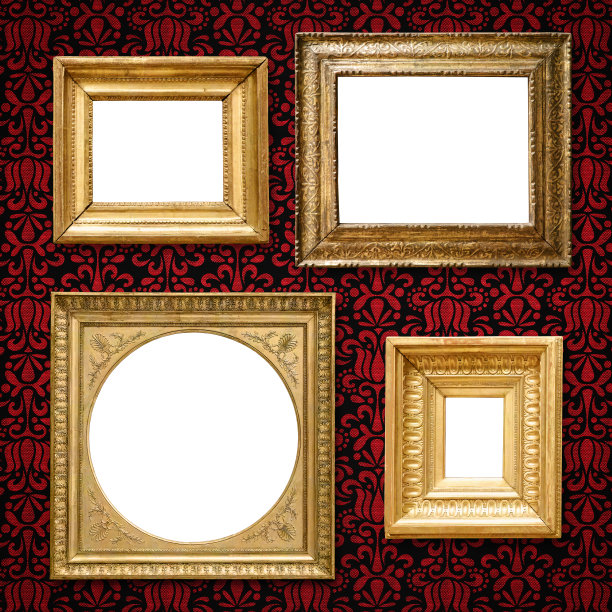 一套金色复古框架(剪辑路径)图片下载