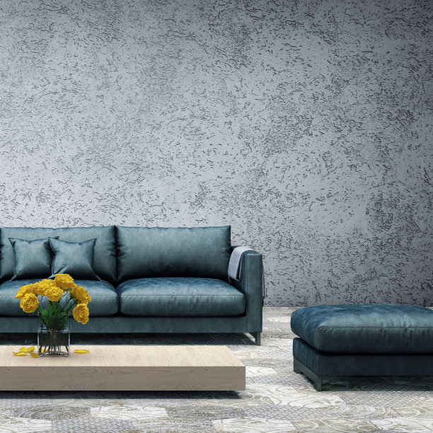 室内采用淡绿色沙发和空白墙图片下载