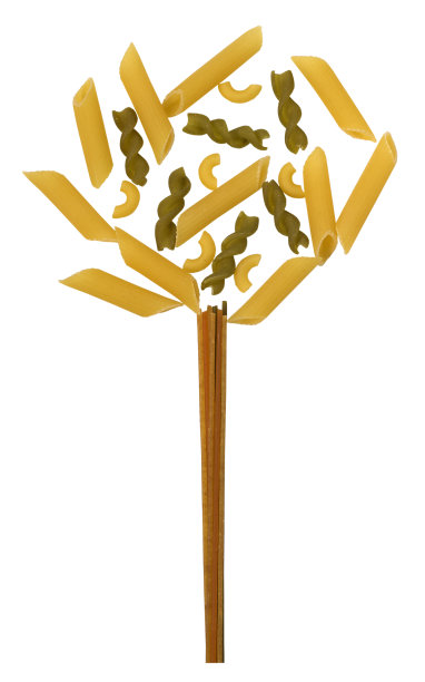 由各种意大利面制成的树。图片下载