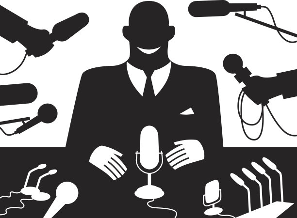 新闻发布会的黑白电脑图像图片下载