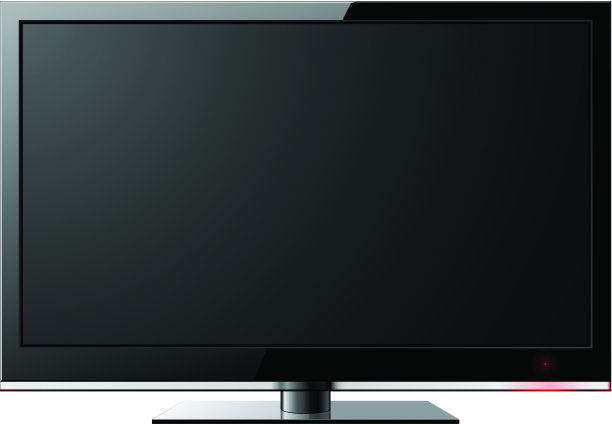一个黑色液晶电视的特写在一个支架上图片下载