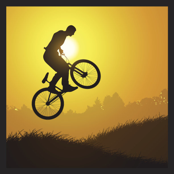 自行车日落图片下载