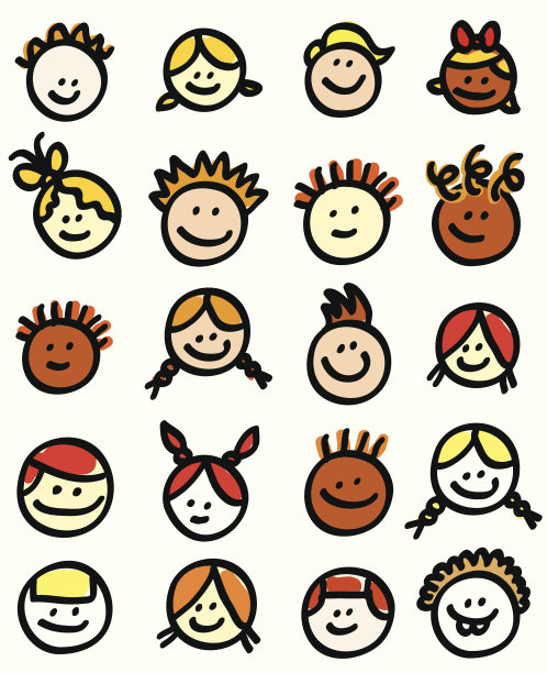 快乐儿童头/肖像卡通图片下载