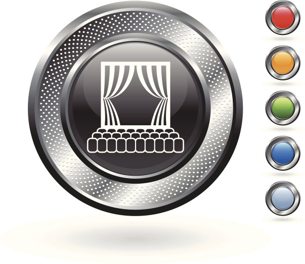 剧场舞台版权免费矢量艺术上的金属按钮图片下载