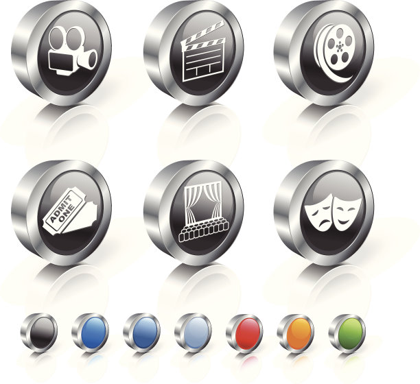 电影和电影3D版税免费矢量图标集图片下载