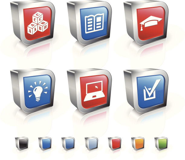 教育3D版权免费矢量图标集图片下载