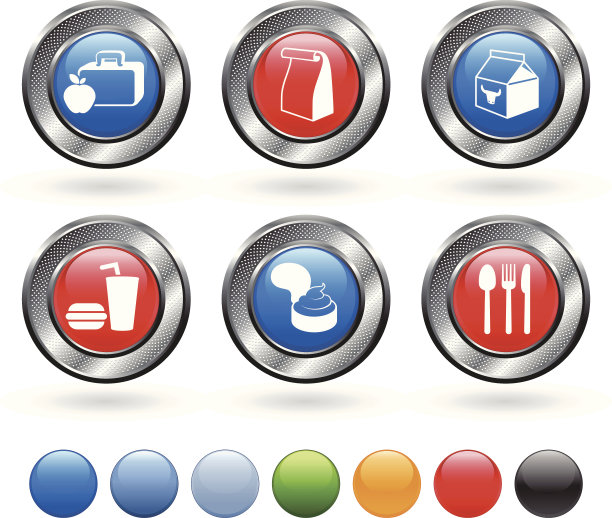 一个学校午餐的金属图标，以白色为背景图片下载