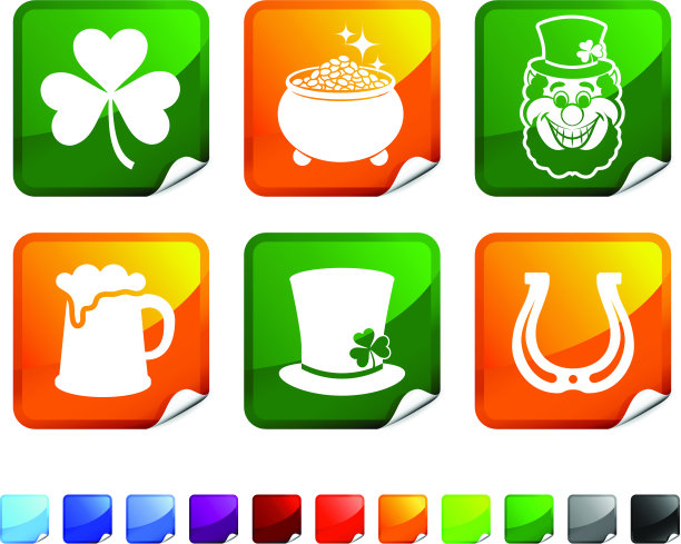 圣帕特里克节贴纸套装图片下载