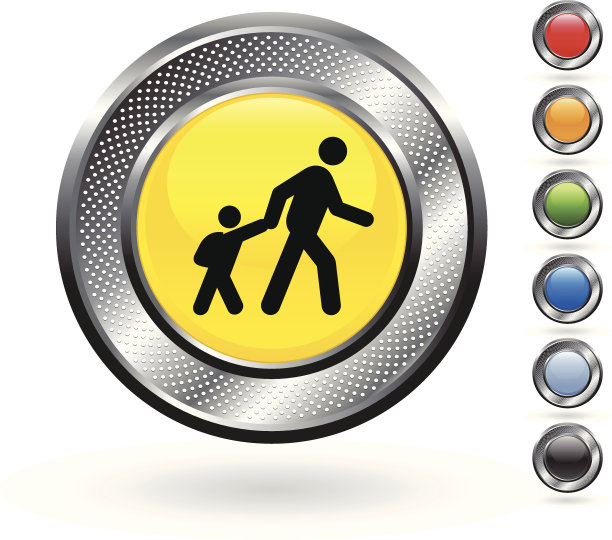 学校人行横道版税免费矢量艺术上的金属按钮图片下载