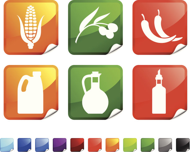 食用油类型版税免费矢量图标设置贴纸图片下载