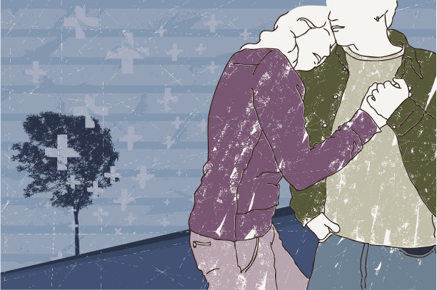 有垃圾摇滚背景的情侣图片下载