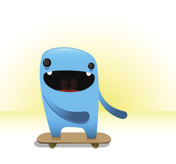 可爱的角色快乐和滑冰图片下载