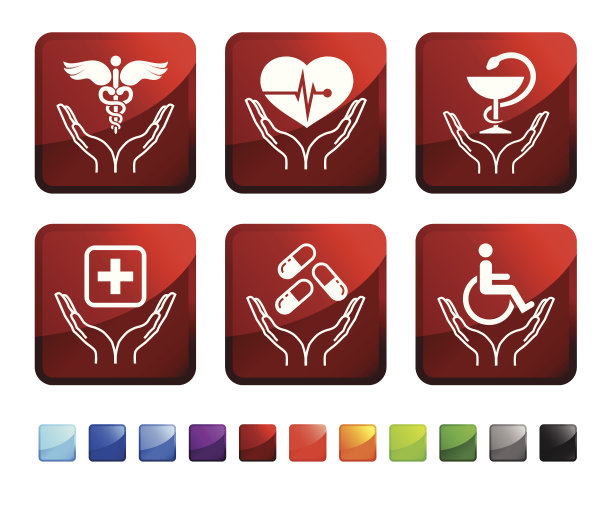 医疗服务版税免费矢量图标设置贴纸图片下载