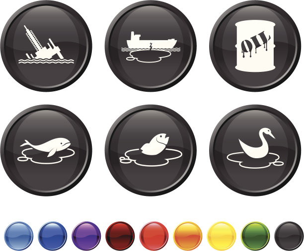 石油泄漏灾难版税免费矢量图标集图片下载