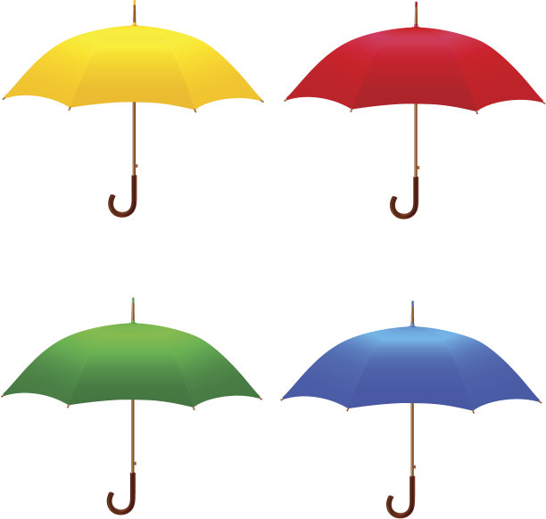 四种不同颜色的雨伞图片下载