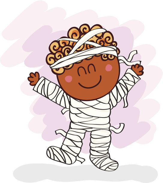 矢量插图的木乃伊服装黑色孩子摆姿势图片下载