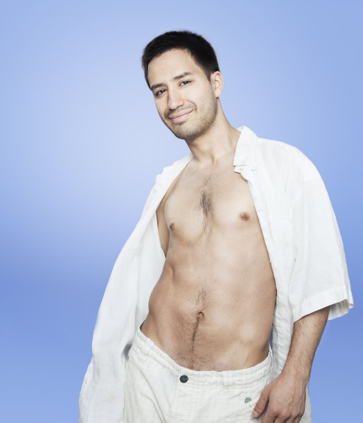 性感的拉丁男子与敞开的衬衫和招摇图片下载