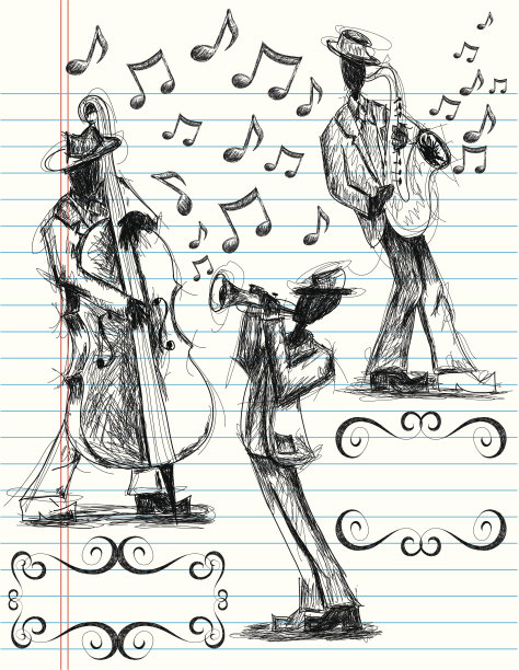 爵士乐队涂鸦图片下载